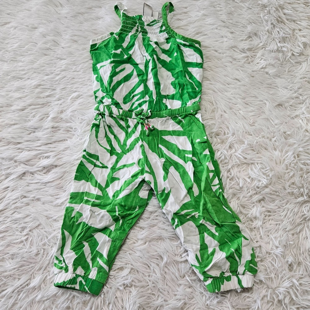 Lily Pulitzer x Target Girl's‎ Sz 12 Mo Green Plant Print Jumpsuit